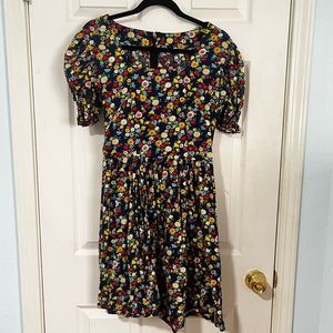 Vintage Floral Dress with Puff sleeves
